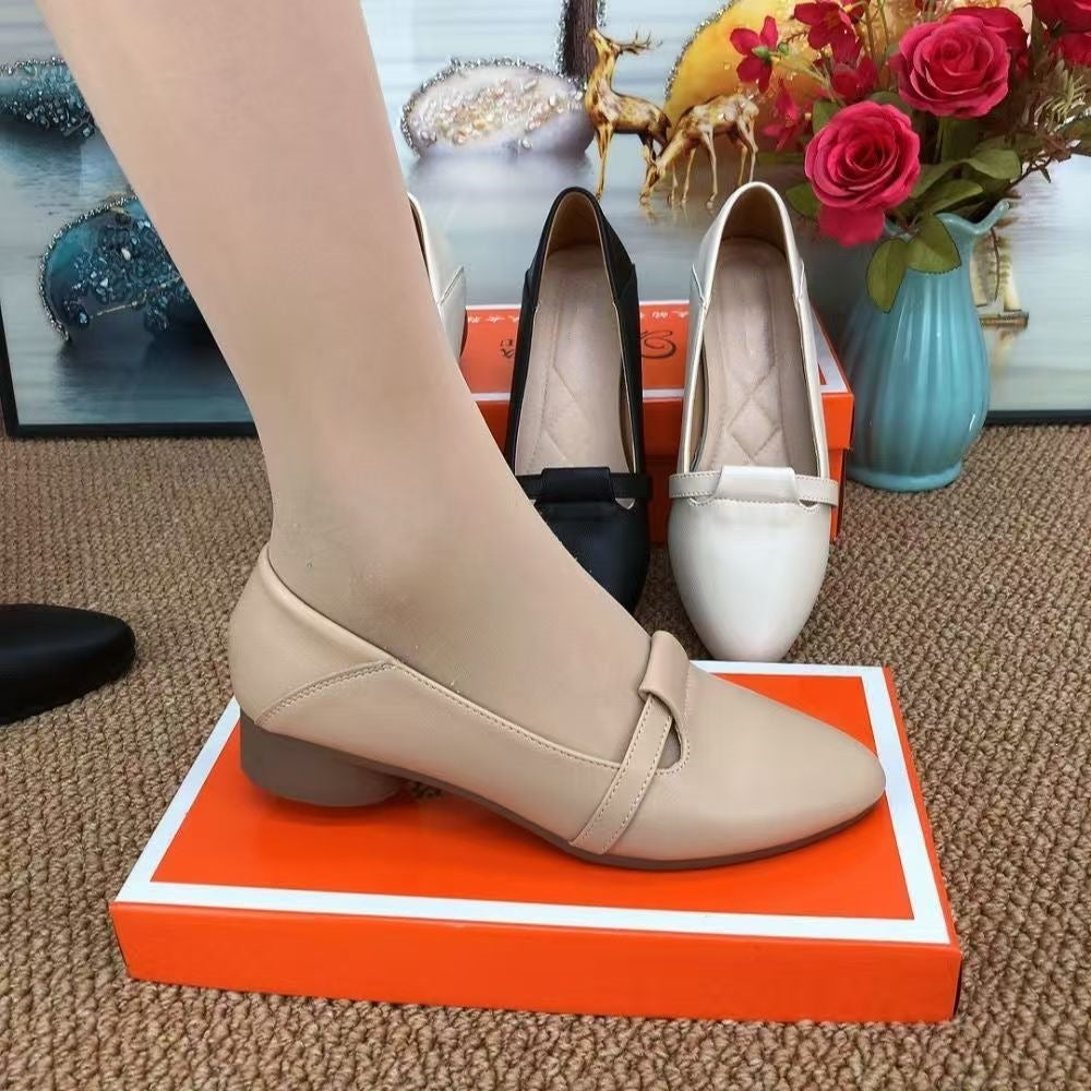 PU leather Shoes With Pointed Toe, Soft Sole, Comfortable And Versatile, Shallow Mouth, Wedge Heel, Professional Women's Super Soft Single Shoes