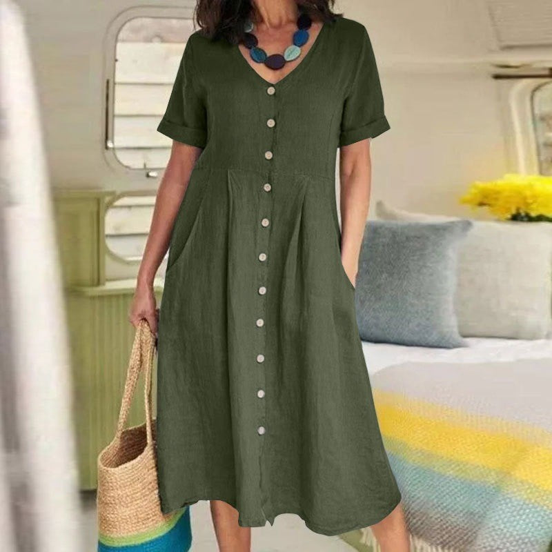 Cotton And Linen Loose Casual Dress