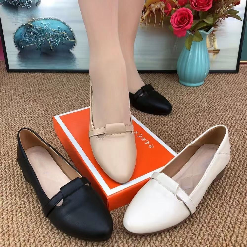 PU leather Shoes With Pointed Toe, Soft Sole, Comfortable And Versatile, Shallow Mouth, Wedge Heel, Professional Women's Super Soft Single Shoes