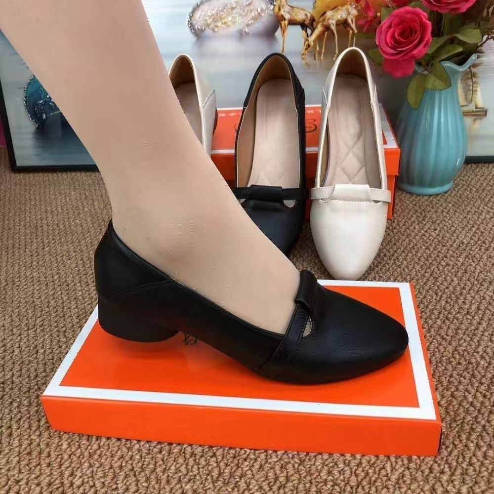 PU leather Shoes With Pointed Toe, Soft Sole, Comfortable And Versatile, Shallow Mouth, Wedge Heel, Professional Women's Super Soft Single Shoes