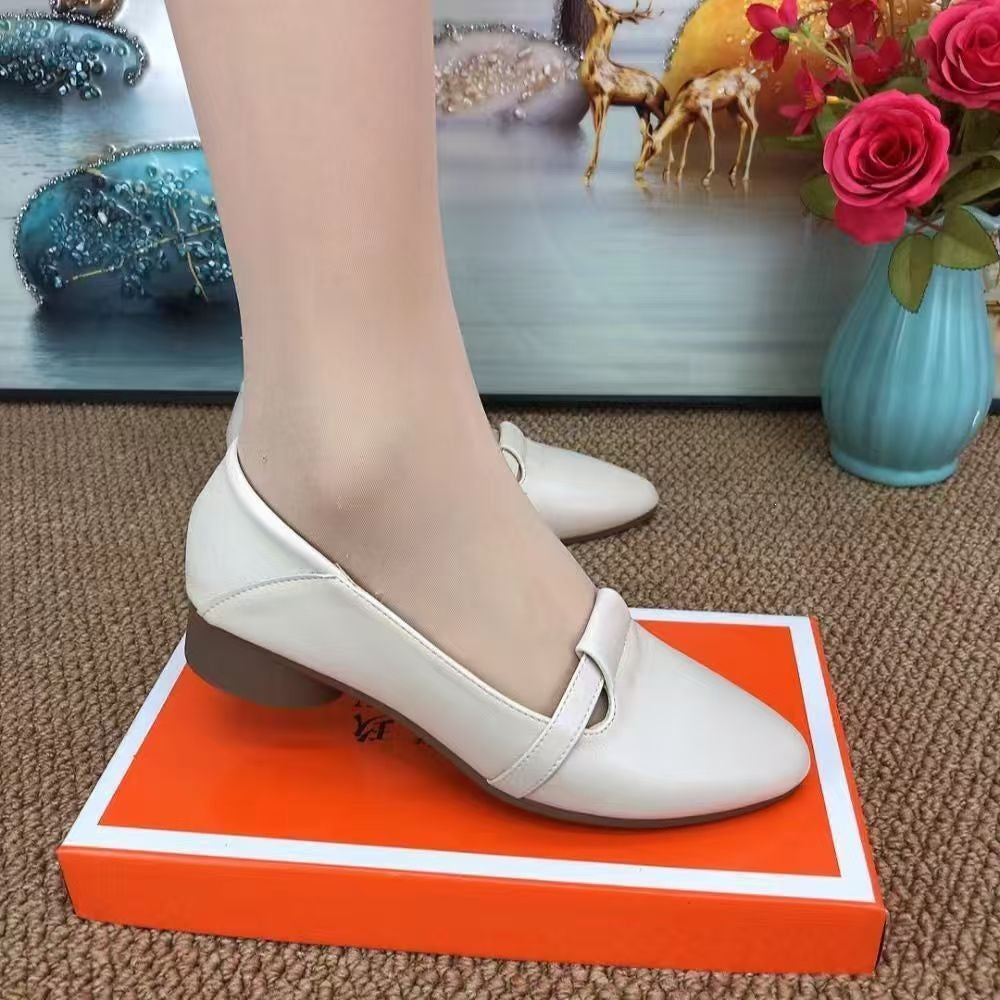 PU leather Shoes With Pointed Toe, Soft Sole, Comfortable And Versatile, Shallow Mouth, Wedge Heel, Professional Women's Super Soft Single Shoes