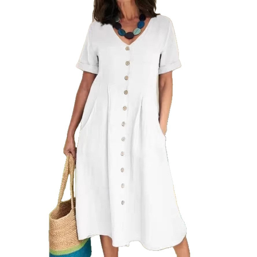 Cotton And Linen Loose Casual Dress