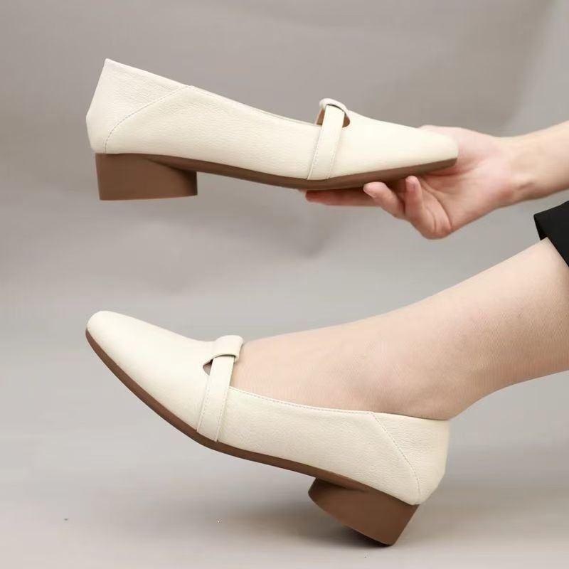 PU leather Shoes With Pointed Toe, Soft Sole, Comfortable And Versatile, Shallow Mouth, Wedge Heel, Professional Women's Super Soft Single Shoes