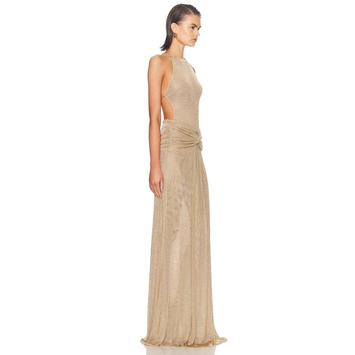 Cross-Border Amazon Trendy Nightclub Party Evening Dress For Women, Fashionable Mesh Halter Neck Backless Party Dress